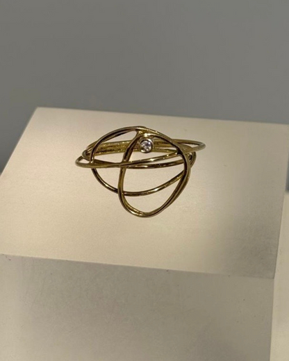 Geelgouden Ring Met Witte Briljant - Unica