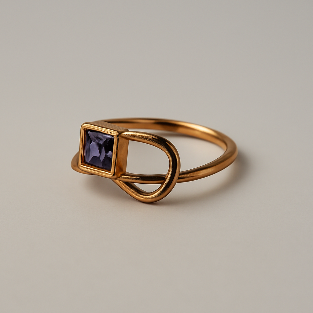 Mireva - Roodgouden 14 Karaats Ring Met Blauwe  Briljant - Unica