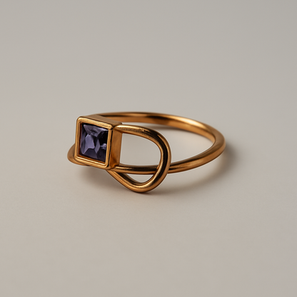 Mireva - Roodgouden 14 Karaats Ring Met Blauwe  Briljant - Unica