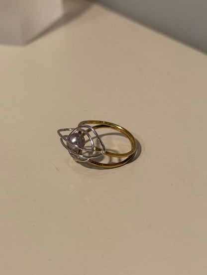 Wit-Geelgoude Ring Met witte parel - Unica