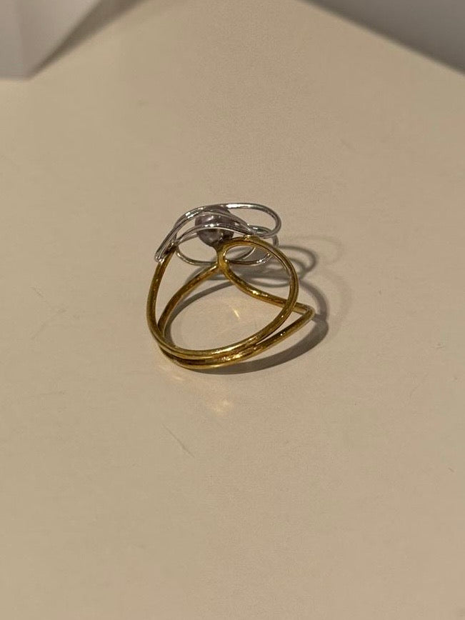 Wit-Geelgoude Ring Met witte parel - Unica