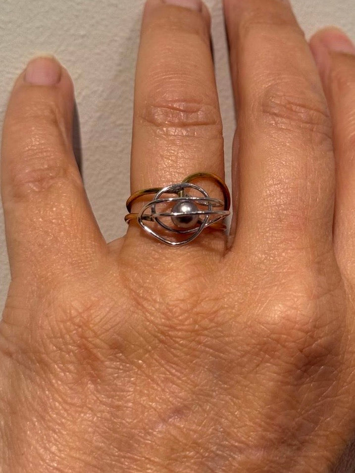 Wit-Geelgoude Ring Met witte parel - Unica