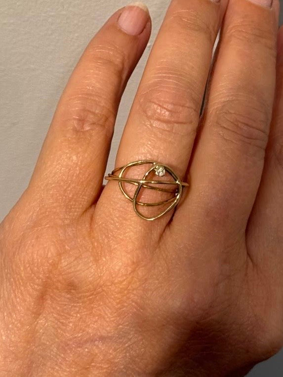 Geelgouden Ring Met Witte Briljant - Unica