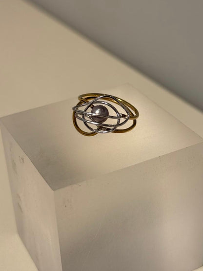 Wit-Geelgoude Ring Met witte parel - Unica