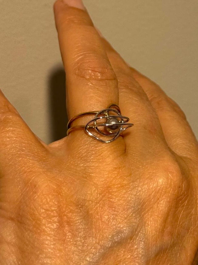 Wit-Geelgoude Ring Met witte parel - Unica