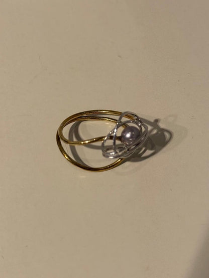 Wit-Geelgoude Ring Met witte parel - Unica