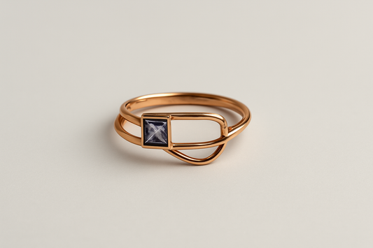 Mireva - Roodgouden 14 Karaats Ring Met Blauwe  Briljant - Unica